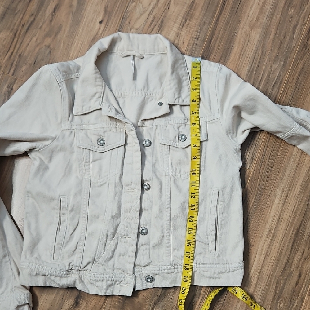 Free People Rumors Women's Cream Denim Jacket Small - Picture 8 of 11